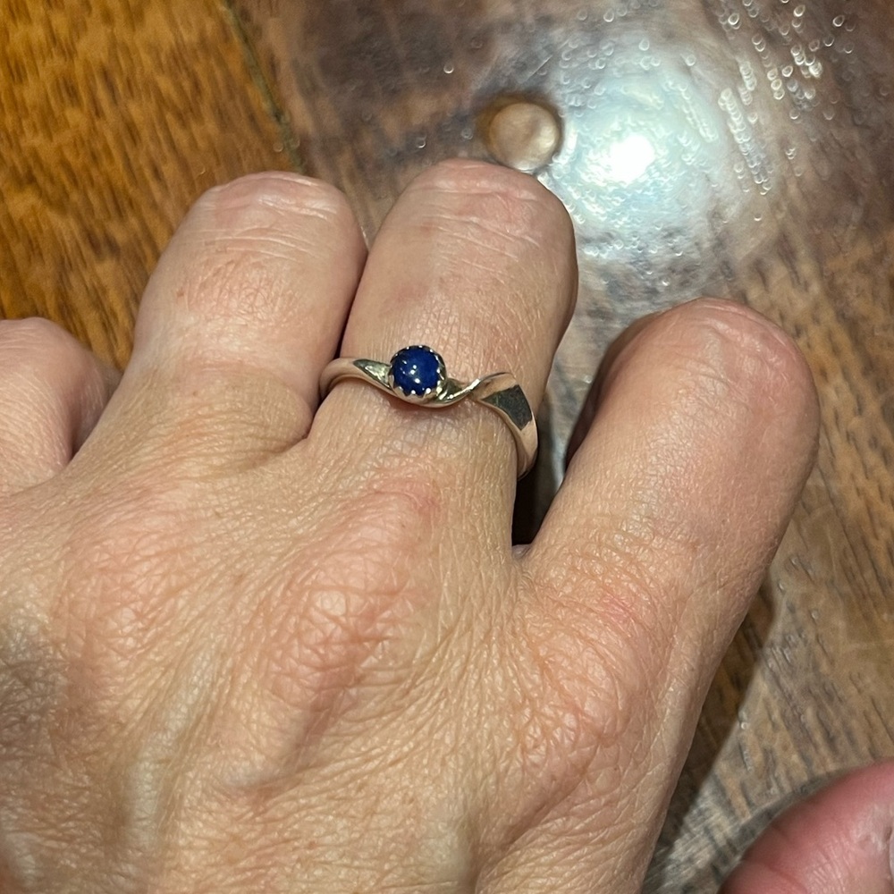 Vintage Native American Navajo Sterling Silver Lapis Lazuli Stacker Ring